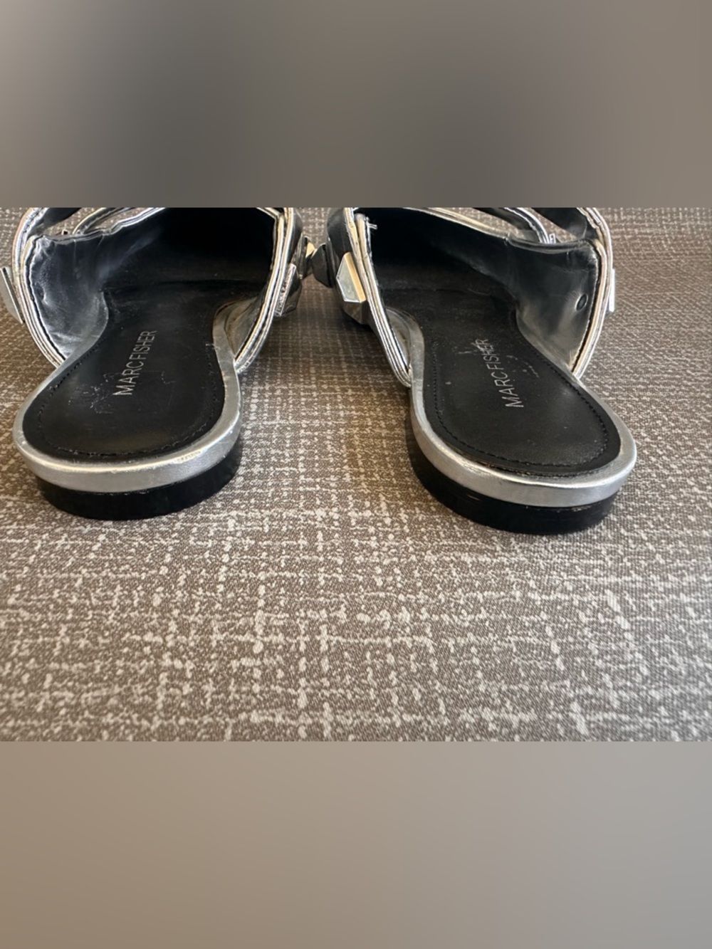 Marc Fisher Silver Studded Pointed Mary Jane Mules 7.5 - Picture 6 of 8